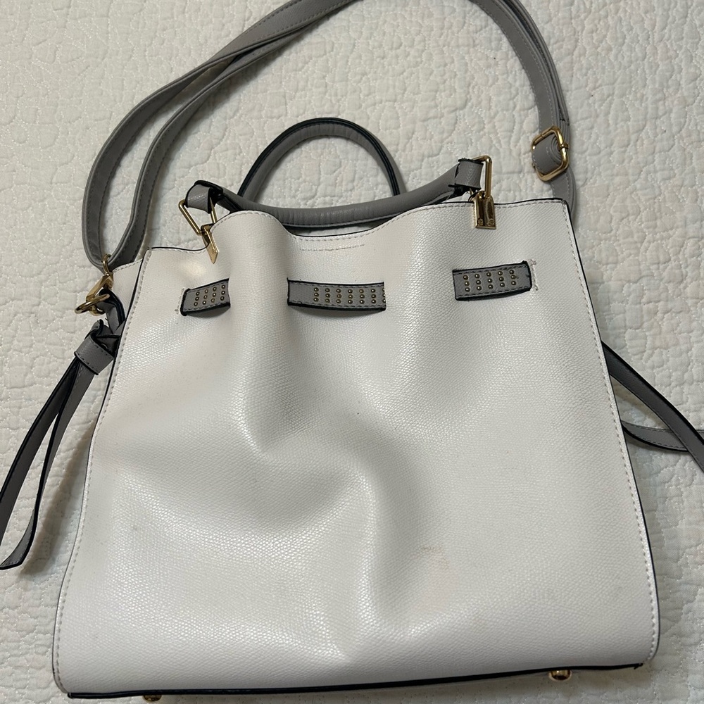 White and blue grey shoulder bag, tote